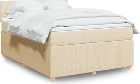 vidaXL Κρεβάτι Boxspring με Στρώμα Κρεμ 140x190 εκ. Υφασμάτινο