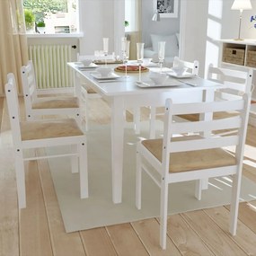 Καρέκλες Τραπεζαρίας 6 τεμ. Λευκές από Μασίφ Ξύλο / Βελούδο