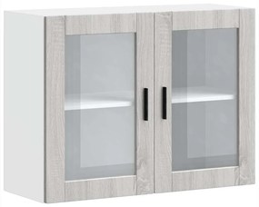 vidaXL Ντουλάπι τοίχου κουζίνας με γυάλινη πόρτα Porto Γκρι Sonoma