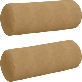 vidaXL Μαξιλάρια Στήριγμα 2 pcs Καφέ Ø 25 x 70 cm Υφασμάτινο Κορντουρά