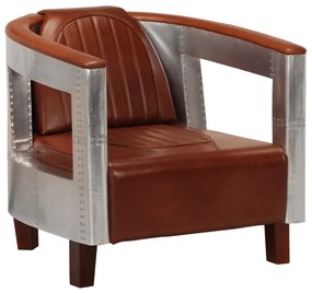 vidaXL Πολυθρόνα Aviator Καφέ από Γνήσιο Δέρμα