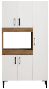 Ντουλάπα κουζίνας Defne χρώμα λευκό-καρυδί  89x37.5x160εκ 89x37.5x160 εκ.