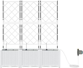 vidaXL Γλάστρα Κήπου 3 τμχ. Λευκό 120 x 40 x 142 cm PP