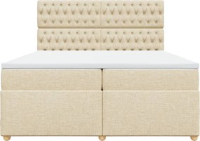 vidaXL Κρεβάτι Boxspring με Στρώμα Κρεμ 200x200 εκ. Υφασμάτινο