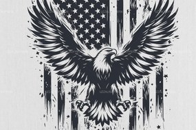 Intra απο ξύλο plywood Χρώμα wenge 3mm-4mm πάχος - Μπλουζάκι αετός με αμερικανική σημαία Δίασταση 40x50 cm INTRAFABR-110984035