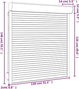 vidaXL Ρολό εισόδου Ανθρακί 130 x 140 cm Αλουμίνιο και Πολυουρεθάνη
