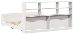 vidaXL Κρεβάτι Βιβλιοθήκη Χωρίς Στρώμα Λευκό 180x200 εκ Μασίφ Ξύλο
