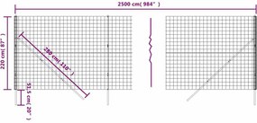 vidaXL Συρματόπλεγμα Περίφραξης Ανθρακί 2,2x25 μ. Γαλβανισμένο Ατσάλι