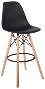 ART Wood Σκαμπό BAR με Πλάτη, Πόδια Οξιά Φυσικό, PP Μαύρο 47x54x71/109cm Ε509,2