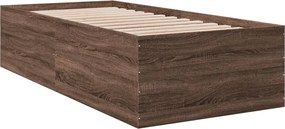vidaXL Πλαίσιο Κρεβατιού Καφέ Δρυς 75x190 εκ. Επεξεργασμένο Ξύλο