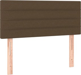 vidaXL Κρεβάτι Boxspring με Στρώμα &amp; LED Σκ.Καφέ 90x200 εκ. Υφασμάτινο