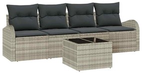 vidaXL Σετ Καναπέ Κήπου με μαξιλάρι 5 pcs Ανοιχτό Γκρι, Σκούρο Γκρι