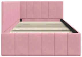vidaXL Κρεβάτι Γωνίας με κεφαλάρι Ροζ 90 x 190 cm Βελούδο