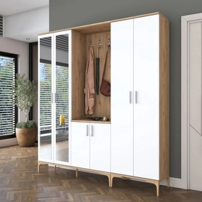 Έπιπλο Εισόδου Καρυδί / Λευκό CRUZAR 180x37.5x198.6