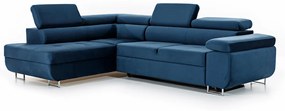 Γωνιακός καναπές Κρεβάτι Annabelle L, με αποθηκευτικό χώρο, μπλέ βελουτέ 270x98x200cm-Αριστερή γωνία-BOG3541