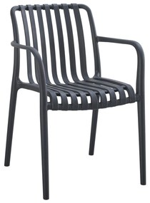 POLYPROPYLENE ARMCHAIR TIPPY  DARK GREY 55x55x81Hcm.