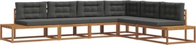 vidaXL Σειρά Καναπέ Εξωτερικού 6 Τεμάχιο Φυσικό και Ανθρακί