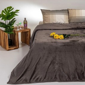 Κουβέρτα Tokyo Fleece Brown Grey Melinen Υπέρδιπλo 220x240cm Πολυέστερ