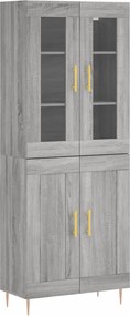 vidaXL Ντουλάπι Γκρι Sonoma 69,5 x 34 x 180 εκ. Επεξεργασμένο Ξύλο