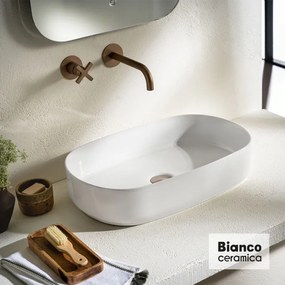 Bianco Ceramica Uma Eπιτραπέζιος Πορσελάνινος Νιπτήρας 55x36εκ Λευκό Γυαλιστερό