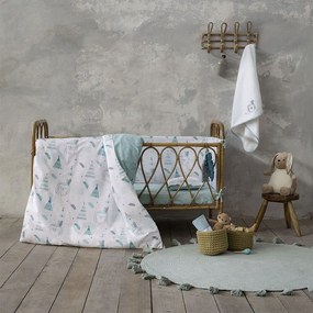 Κουβερλί Βρεφικό Little Indian White-Mint Nima 100x140cm 100% Βαμβάκι