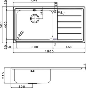 Apell Linear 8515 (100x50) - Ανοξείδωτος νεροχύτης - Δεξιά ποδιά
