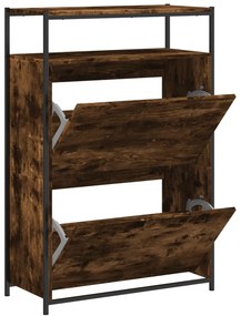 vidaXL Παπουτσοθήκη Καπνιστή Δρυς 75x34x112 εκ. από Επεξεργ. Ξύλο