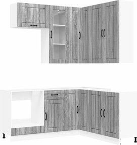 vidaXL Μονάδα κουζίνας LUCCA 8 pcs Γκρι Sonoma Επεξεργασμένο Ξύλο