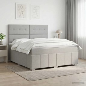 vidaXL Κρεβάτι box spring με στρώμα Ανοιχτό γκρι 160 x 200 cm Ύφασμα