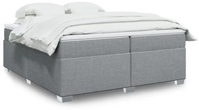 Κρεβάτι Boxspring με Στρώμα Ανοιχτό Γκρι 200x200 εκ. Υφασμάτινο