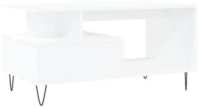 Τραπεζάκι Σαλονιού Λευκό 90 x 49 x45 εκ. από Επεξεργασμένο Ξύλο - Λευκό