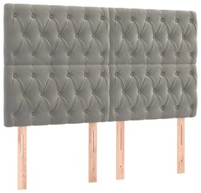 vidaXL Κρεβάτι Boxspring με Στρώμα &amp; LED Αν.Γκρι 140x200 εκ. Βελούδινο