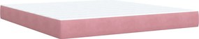 vidaXL Κρεβάτι box spring με στρώμα Ροζ 180 x 200 cm Βελούδο