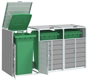 vidaXL Πλαίσιο Κάδων Απορριμμάτων Τριπλό Κάδοι 216x81x115 εκ. Ατσάλι