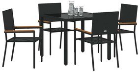 vidaXL Σετ κήπου  5 τεμαχίων σε μαύρο πολυραττάν