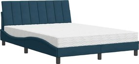vidaXL Κρεβάτι με Στρώμα Hanko Μπλε 140x200 εκ. Βελούδινο