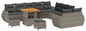 vidaXL Σετ Καναπέ Κήπου 13 pcs Γκρι συνθετικό ρατάν