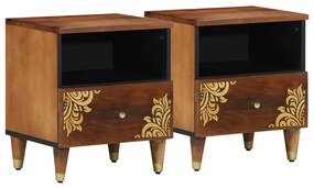 vidaXL Κομοδίνο 2 pcs καφέ μελί 40 x 33 x 46 εκ. Μασίφ ξύλο μάνγκο