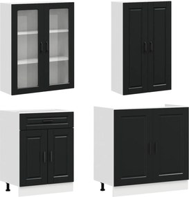 vidaXL Μονάδα κουζίνας PORTO 8 pcs Μαύρο Επεξεργασμένο Ξύλο