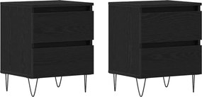 vidaXL Κομοδίνο 2 pcs Μαύρη δρυς 40 x 35 x 50 εκ. Επεξεργασμένο ξύλο