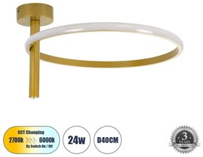 Φωτιστικό Οροφής Δαχτυλίδι-Κύκλος 61222 GloboStar-61222-Χρυσό 61222