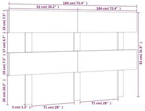 Κεφαλάρι Κρεβατιού Μελί 184 x 3 x 81 εκ. από Μασίφ Ξύλο Πεύκου - Καφέ