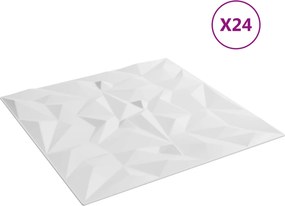 vidaXL Πάνελ τοίχου 24 pcs Λευκό 50 x 50 cm Φελιζόλ XPS
