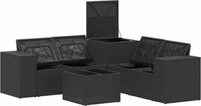 vidaXL Σετ Καναπέ 6 τμχ. Μαύρο και Κρεμ Λευκό 55 x 55 x 37 εκ