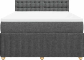 vidaXL Κρεβάτι Boxspring με Στρώμα Σκούρο Γκρι 140x200 εκ Υφασμάτινο