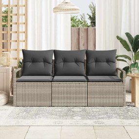 vidaXL Σετ Καναπέ 3 pcs Ανοιχτό γκρι συνθετικό ρατάν
