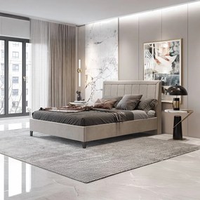 Επενδυμένο Κρεβάτι FRAME Διπλό Ύφασμα Εκρού 160x200εκ. 170x220x115 εκ.