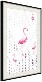 Αφίσα - Flamingos and Triangles - 20x30 - Μαύρο - Με πασπαρτού