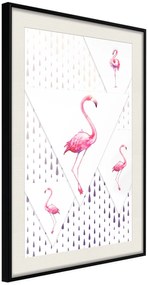 Αφίσα - Flamingos and Triangles - 30x45 - Μαύρο - Με πασπαρτού