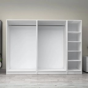 Ντουλάπα ρούχων Victoria Megapap πεντάφυλλη χρώμα λευκό 250x60x181εκ.